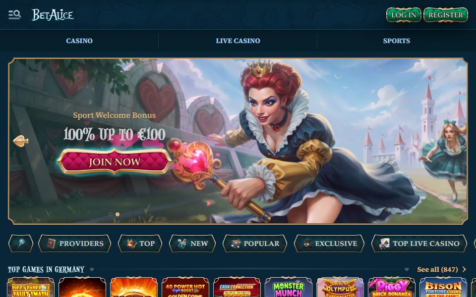 BetAlice Casino — lobby